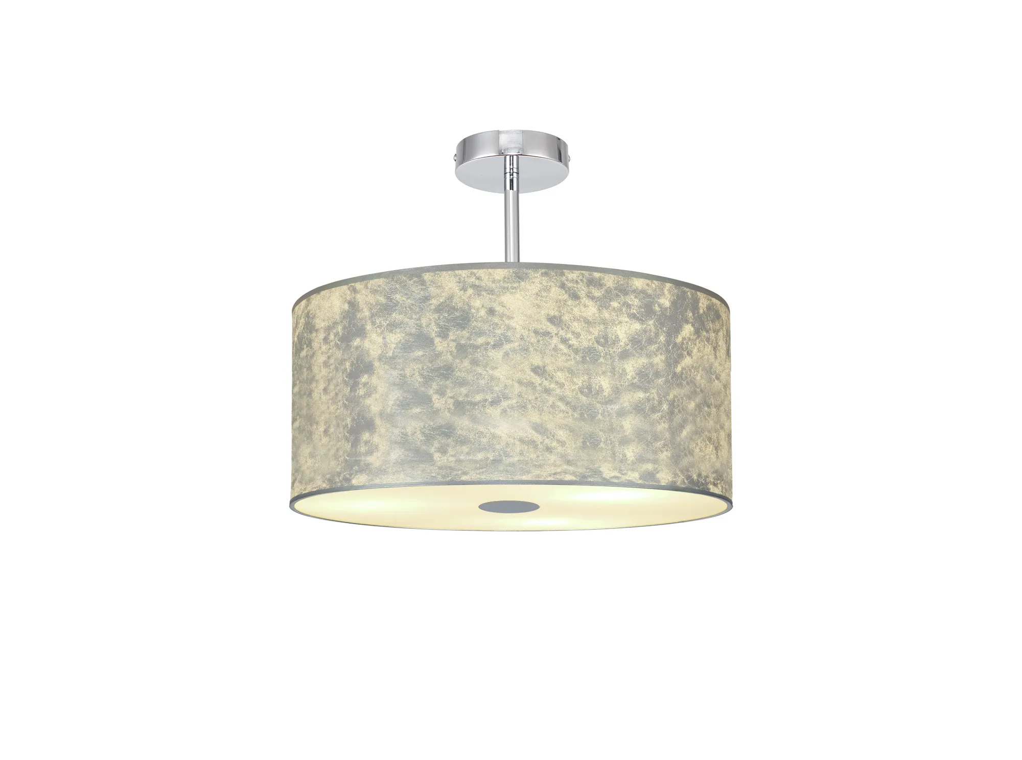 DK0785  Baymont 40cm Semi Flush 1 Light Polished Chrome, Silver Leaf, Frosted Diffuser